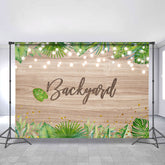 Lofaris Backyard Green Leaves Light Wood Backdrop for party